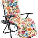 Patio Chaise Lounge Chair Cushion, Waterproof Zero Gravity Chair Cushion with Ties, Thick Cotton Chaise Lounge Cushion for Outdoor Indoor, 66x21x4 Inch Colorful Daisies (Cushion ONLY)