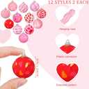 2 x 24 Pcs Valentines Day Balls Ornaments for Tree 30 mm Hanging Glitter Rustic Ball Ornaments for Valentine's Party Decor (Pink, White, Romantic Style)
