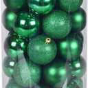 30ct Christmas Day Ball Ornaments Decorations, 2.36" Shatterproof Christmas Tree Decorations, Perfect Hanging Ball for Indoor/Outdoor Holiday Wedding Party Christmas Day Decor (Green)