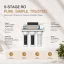 5-Stage Reverse Osmosis System, Under Sink RO Water Filter, WQA Gold Seal Certified to NSF/ANSI 58 & 372, Lead-Free Faucet, Tank, Leak Detector