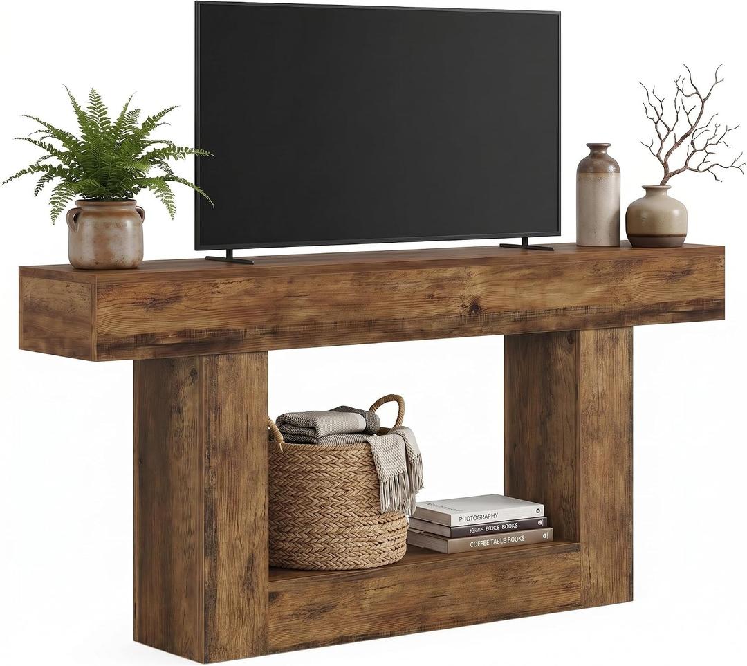 Tribesigns 63" Farmhouse TV Stand for 65" TV, Two-Tone Media Console Table
