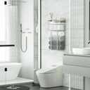 Towel Racks for Bathroom, Bathroom Shelf Over Toilet,Floating Shelves with Towel Rack Paper Holder Storage Basket,Floating Shelves for Wall Decor,Silver