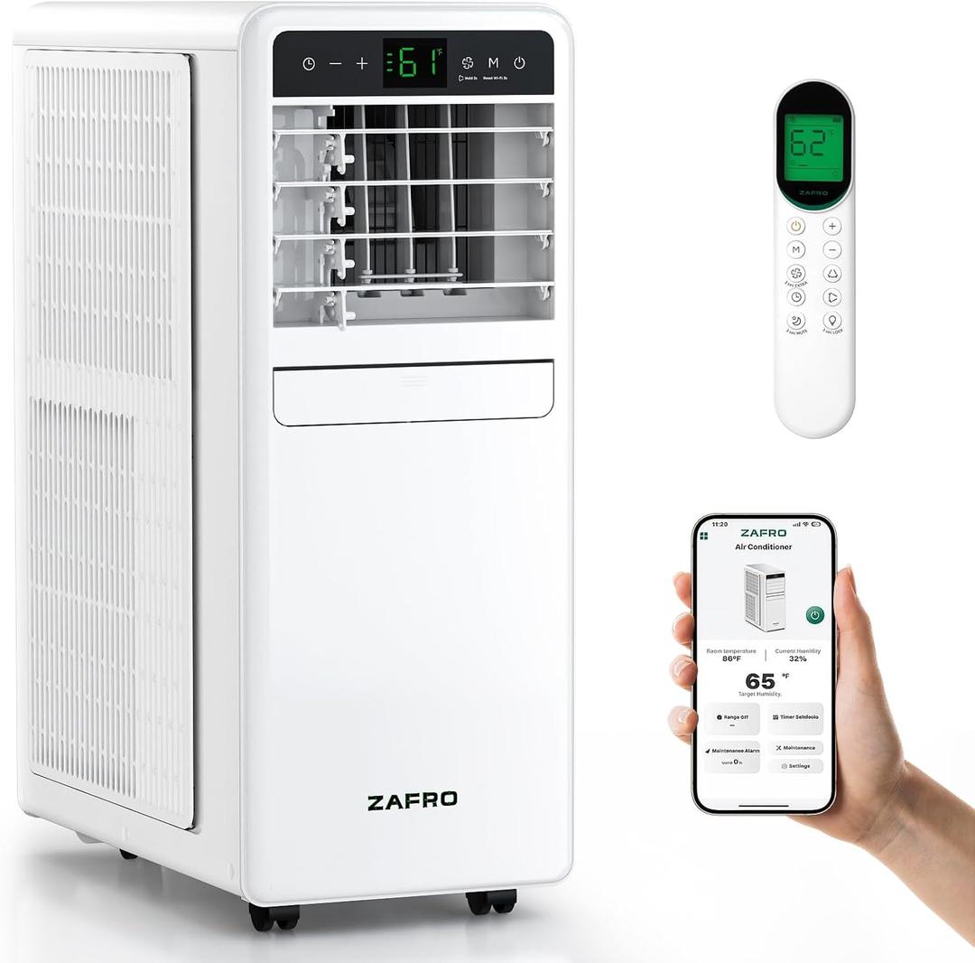 ZAFRO Portable Air Conditioners, 10000 BTU (6000 BTU SACC), Smart AC Unit with Drainage-free Cooling, Fan & Dehumidifier, Portable AC with APP/Remote, 47dB Quiet, 24H Timer for Living Room, Bedroom