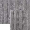 Kenneth Cole - Bath Rug Set, Soft Tufted Cotton Bathroom Decor, Absorbent Waffle Inspired Construction (Solid Waffle Grey, 2 Piece)