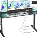 JOISCOPE 55 x 24 inch Adjustable Electric Standing Desk (3AC, USB, Type-C) with 2 Memory Heights, 25 mm/s Lift Speed, Gaming Study Drafting Sit Stand Desk for Home Office Bedroom, Black 