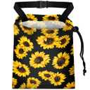 Car Trash Bag Hanging Back of Seat with Adjustable Snap Buckle Strap Cute Printed Drawstring Garbage Bags for Car-Sunflower