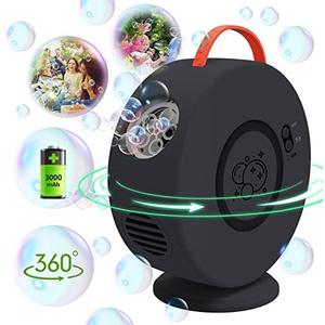 Bubble Machine for Kids Toddlers,Automatic Bubble Blower Rechargeable, 90° 360° Auto Rotatable Portable Bubble Maker Electric Bubbles Toy for 3 4 5 6 7 8 Year Old, Outdoor Wedding Party Gifts