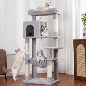53”Cat Tree with Hammock & Extra Large Bed 23x12” for Large Cats
