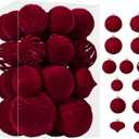 30 Pcs Burgundy Christmas Ornaments Burgundy Velvet Christmas Ornaments Balls Flocked Shatterproof Red Velvet Ball Ornament for Xmas Tree Home Party Holiday Decor