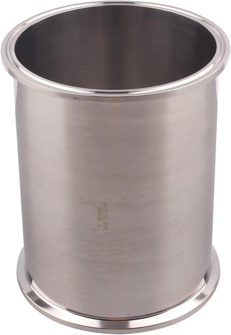 DERNORD Sanitary Spool Tube with Clamp Ends, Stainless Steel 304 Seamless Round Tubing with 6 inch Tri Clamp Ferrule Flange(Tube Length: 8 Inch / 204MM)