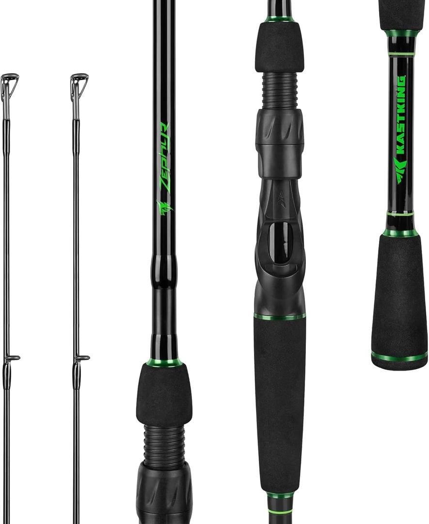 KastKing Zephyr Dual Tip Fishing Rod, Lightweight KastFlex IM6 Graphite Spinning & Casting Rod, Fuji O-Ring Guide, Dual Tips Section for Different Powers, Drop Shot Hook Keeper, EVA Grip