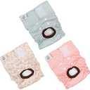 CuteBone Dog Diapers Female Washable Small Medium Large 3 Pack Reusable Doggie Diapers Puppy Period Pants for Doggy Heat Cycle Peeing D16S Size S, Leaf