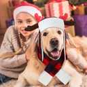 Coume Christmas Antler Check Dog Hat and Scarf Set Winter Red and Black Buffalo Plaid Pets Hats with Earmuffs Adjustable Xmas Festive Party Pet Dress up Costume Accessories(L)