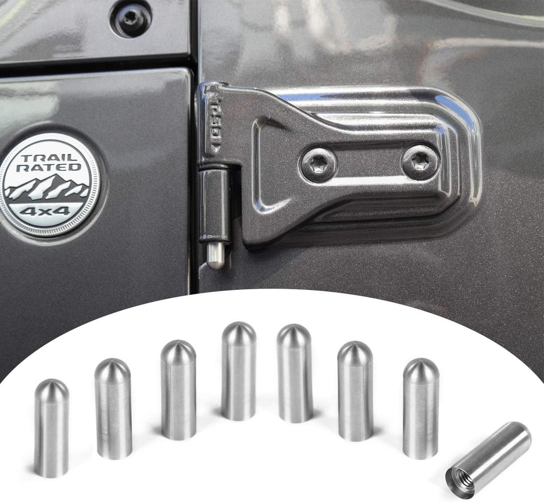 Voodonala for Jeep 07-25 Door Hinge Pin Bolts Guides Liners Stainless Steel Antidust Rushproof Kits for Jeep Wrangler JK JKU JL JLU Sports Sahara Freedom Rubicon Unlimited & Gladiator JT 2/4-Door,8pcs