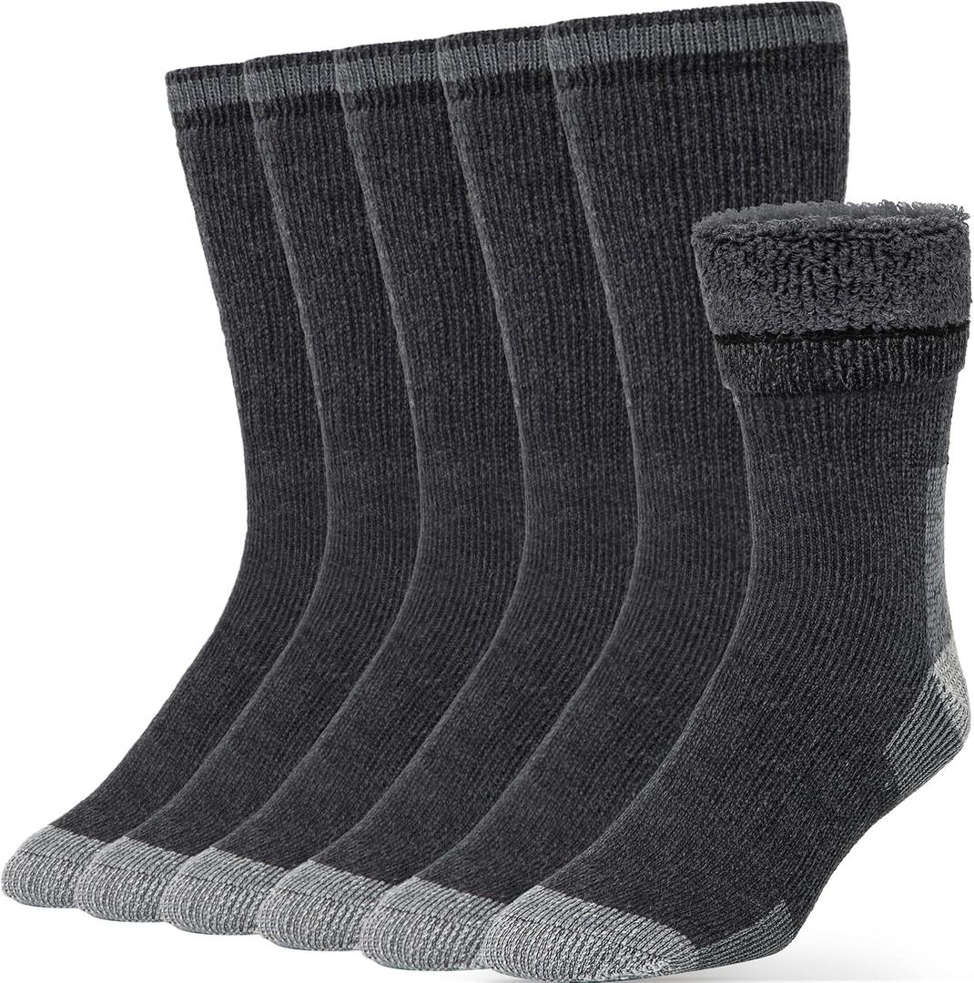 Alvada Mens Merino Wool Crew Socks Thermal and Warm Socks for Winter Work Hiking Running 3 Pairs (Gray)