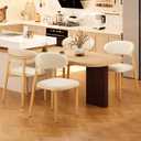 Kitchen Dining Chairs Set of 4 Modern Upholstered Leather Farmhouse Dining Room Chair with Metal Legs, Beige