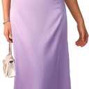 ShawGobow Satin Formal Dress,V Neck Backless Long Prom Dresses for Women,Sexy Elegant Wedding Guest Cocktail Outfit, Size M, Light Purple