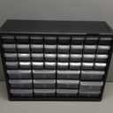 Akro-Mils 44-Drawer Plastic Drawer Storage Cabinet for Garage Organization, Bead Organizer, Building Bricks Storage, Teacher Toolbox, Makeup Organizer, 20" W x 6" D x 16" H, 10144 Black