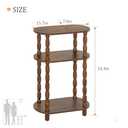 MaxSmeo Small Narrow Side Table, 3-Tier Narrow End Table with Storage, Skinny Side Table Nightstand for Small Space, Bedrooms, Living Room (Rustic Brown)