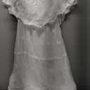 Women's Casual Off Shoulder Lace Maxi Dress Boho White Bridesmaid Wedding Evening Party Dresses (Large)