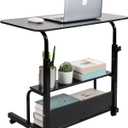 Adjustable Height Mobile Computer Desk for Small Space Rolling Writing with Wheels Corner Home Office Study Portable Bedrooms Work Desk Standing Desk Sizes 31.5X15.7 Inches Black C