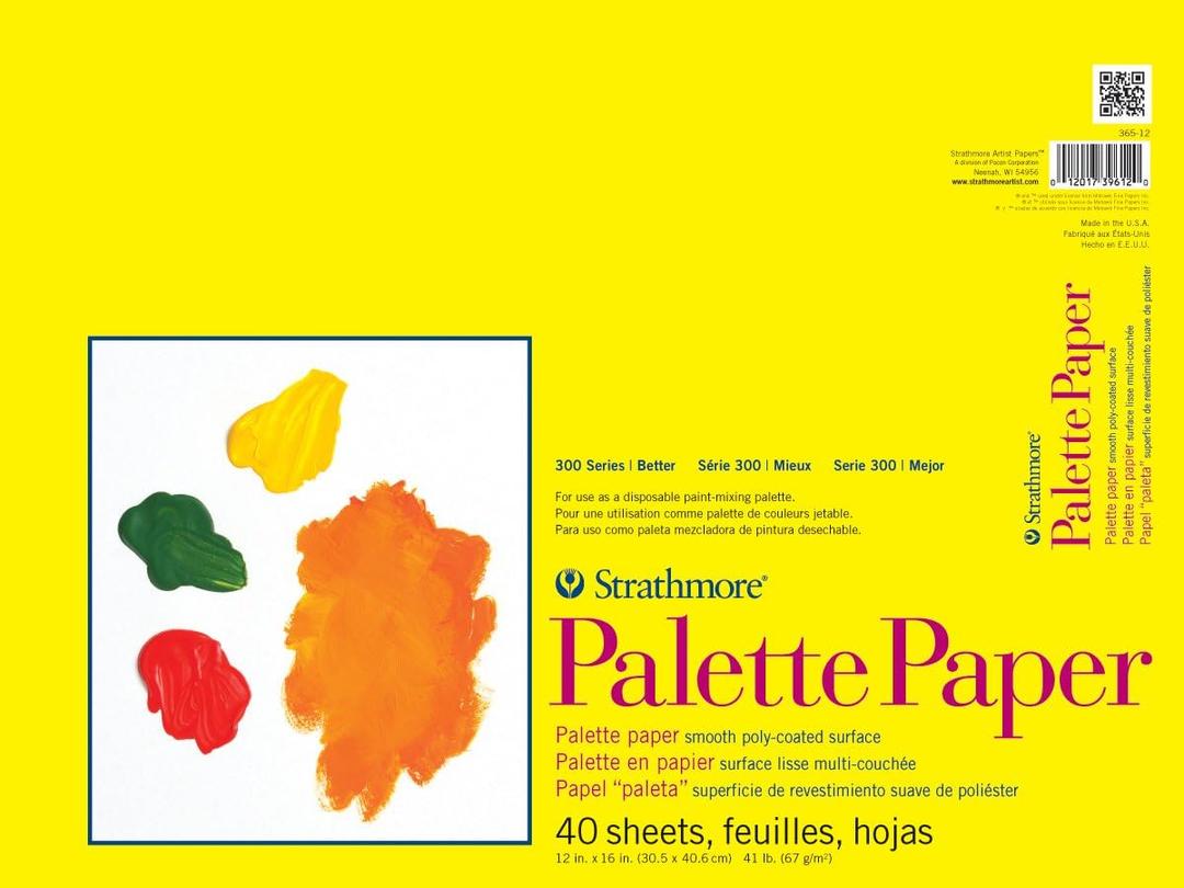 Strathmore 300 Series Palette Paper Pad, Tape Bound, 12x16 inches, 40 Sheets (41lb/67g) - Artist Paper for Adults and Students