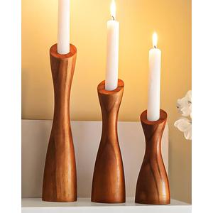OLEEK wooden taper candle holders - wood taper candle holders for Table Centerpiece - wood candlestick holders (9", 8", 6") - wooden candlestick holder for 7/8" candle stick candlesticks holders woods
