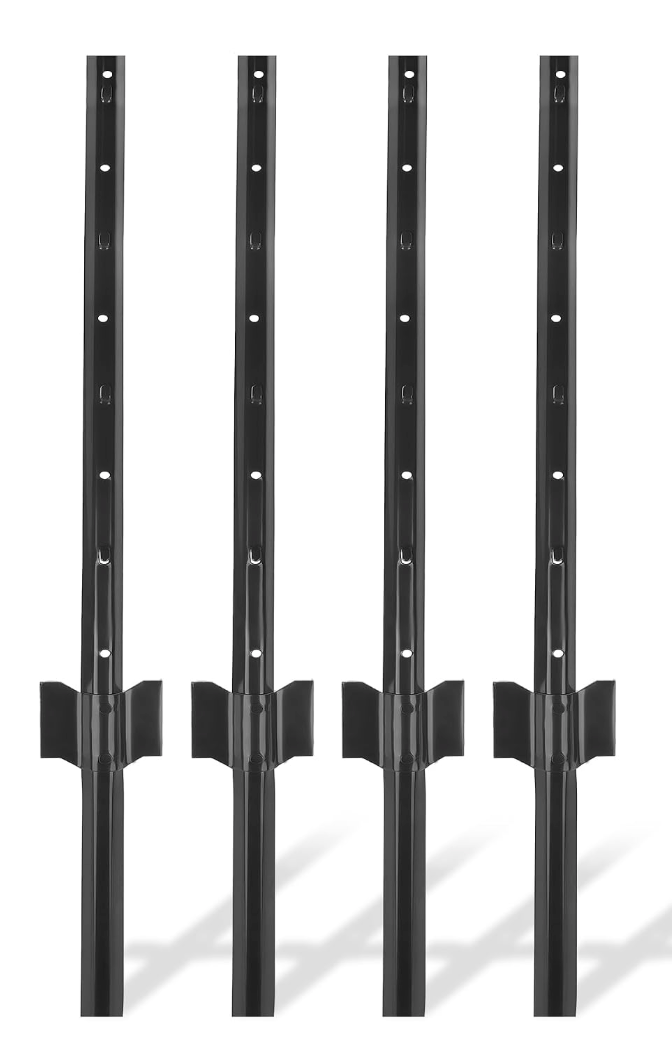 Toriexon Metal Fence Posts 3 FT Black, 16 Pack Heavy Duty U Posts