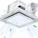 12" Bathroom Exhaust Fan with Light Bathroom Fan Light Combo - 141CFM Exhaust Fan with LED Light, Ultra Quiet 1.0 Sones Ventilation Fan for Home/Office Gypsum Ceiling Mounting Opening 10"x10" (12in Classic-6200K)