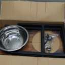 NomNest Elevated Dog Bowls, 3 Height Adjustable Raised Dog Water Food Bowl Wooden Metal Stand, 42OZ-Stainless Steel Bowls for Medium Small Dogs