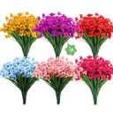 DOMMARE Uv Resistant Silk Flowers Daisies Decoration, Orange Artificial Flowers for Outdoors Fake Faux Plant for Indoors Gardens Wedding Window Boxes Summer Home April Fool's Day Decor, 12 Bundles