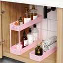 SPACEKEEPER Slim Rolling Storage Cart, 3 Tier Bathroom Organizer Utility Cart Laundry Room Organization Mobile Shelving Unit for Kitchen, Bathroom, Office, Bedroom, Narrow Places, Pink