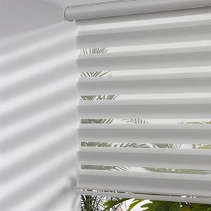 MYshade Cordless Zebra Blinds with Free-Stop Function - Dual Layer Light Filtering & Privacy Sheer Shades for Day and Night - Easy Install Window Shades for Home, Living Room, 33" W x 64" H,Grey