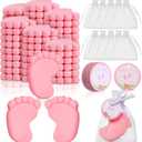 50 Sets Baby Shower Soap Favors for Guests Boy Girl Mini Handmade Scented Soaps with Thank You Tags and Organza Bags for Gender Reveal Baptism Shower Wedding Party(Pink)