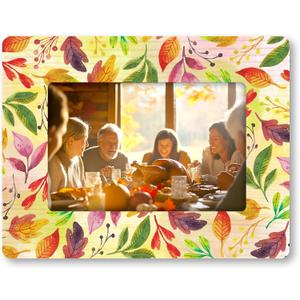2 x Mr & Mrs Photo Frame, 4x6 Boho Flower Wedding Picture Frames for Tabletop Display Photo Insert, Memory Gift For Couples Newlyweds, Our Happily Ever After Wooden Frames for Tabletop, Horizontal - A04