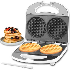 Double Mini Waffle Maker Machine, Chaffle Maker, Waflera Electrica, Small Waffle Iron for Waffles, Keto Chaffles, Hash Browns, Cookies, 4 Inch
