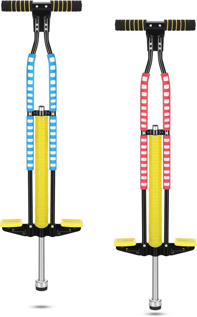 Leitee 2 Pcs Pogo Stick, Suitable for 80-160 Lbs, Soft Foam Jump Stick, Easy Grip Handles, for Beginners Teens Adults Outdoor Exercise Body Balance Keep Healthy(Blue, Red)