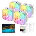 HL Pool Lights,Rechargeable Submersible LED Lights with Remote,Waterproof Magnetic Floating Light,Underwater Battery Spotlight for Above Ground/Inground Swimming Pools,Hot Tubs,Fountains-4 Pack