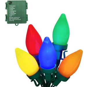 Battery Operated Christmas Lights,26 Ft 50 LED Lights Battery Powered LED Decoration String Light with Timer Flash Twinkle,C7 Multicolor