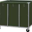 STO STO Commercial Laundry Cart with Lockable Wheels, Extra Large 420L Industrial Rolling Laundry Hamper with Metal Frame, Laundry Basket Trolley with Removable Waterproof Bag, 400 lbs Load, Green