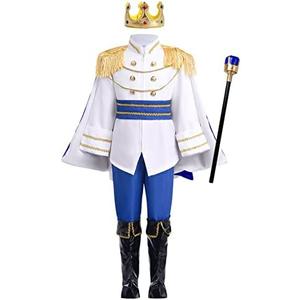 AWIBMK Boys Prince Charming Costume - Kids Medieval Royal King Outfit for Halloween Cosplay Dress Up