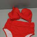 Yonique Women Underwire Bikini Set High Waisted Tummy Control Swimsuit 2 Piece Push Up Bathing Suit (Large, Solid Red)