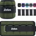 ZELUS 1 Pair Adjustable Ankle Weights, 10 lb Modularized Leg Weight Straps for Women Men, Weighted Ankle Weight Set with Removable Sandbags, 1-5 lb per Ankle Strap for Gym Yoga Jogging Walking, Green