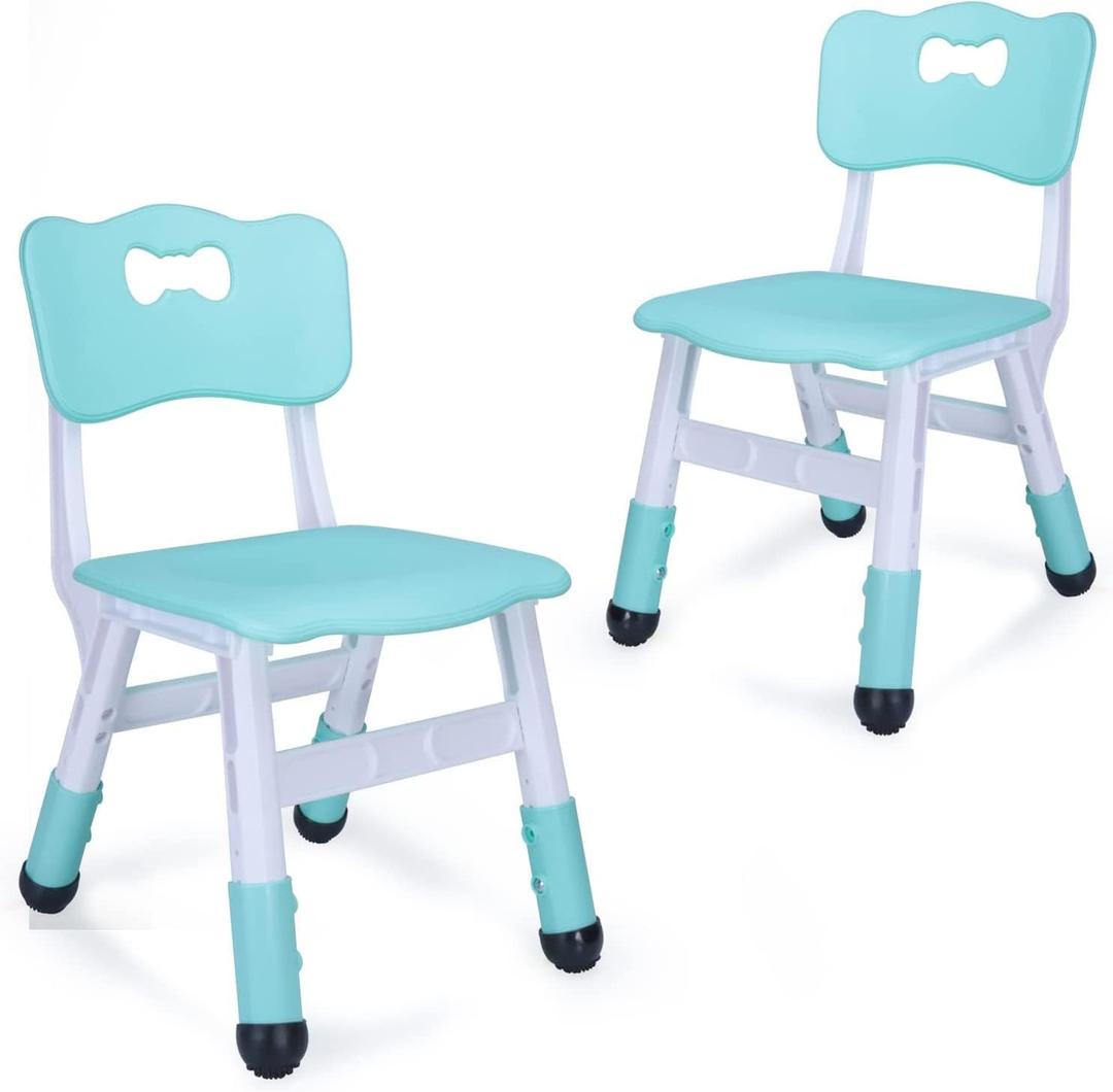 Adjustable Kid Chairs Indoor 3 Level Adjustable Suitable for Children Age 2-6. Maximum Load-Bearing 220LBS Suitable for Family Classroom and Nursery Child Seat Set (2-Pack-Mint Green), Small