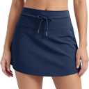 ODODOS Women's Drawstring Tie Skirts Built-in Shorts Athletic Golf Tennis Skorts with Ball Pocket (XS)