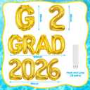 8 Pcs Grad Balloons Graduation Party Decorations - 32 Inch Large Grad 2026 Inflatable Pool Float Letters Balloons, Gold Aluminum Foil Congrats Grad Balloon for Graduation Celebration Beach Party Decor