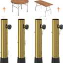 Gold Table Leg Extenders (4 Pack) - Adjustable 2, 4, or 6 Inch Heavy Duty Steel Risers for Folding Tables - Anti-Wobble Height Extension for Straight & Bent Legs, Sewing, and Standing Desk