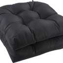Outdoor Chair Cushions, Outdoor Cushions, Patio Chair Cushions, Indoor Full-Length Ties for Non-Slip Support, Premium Comfortable Thick Fiber, Set of 2 (Black, 17x17 Inch)
