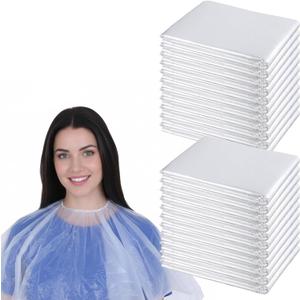 50 PCS Disposable Barber Cape, Waterproof Salon Cape Plastic Professional Hair Cutting Capes Hairs Stylist Capes Salon for Hairdresser Artist Clients Home and Salons Use-40 X40 Inch