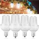 4 Pcs 120v Strobe C9 Christmas Lights Bulbs Outdoor Waterproof C9 LED Replacement Bulbs E17 Base 6000k Bright Flashing Strobe Light for Indoor Outdoor Yard Xmas Tree Decor(White)